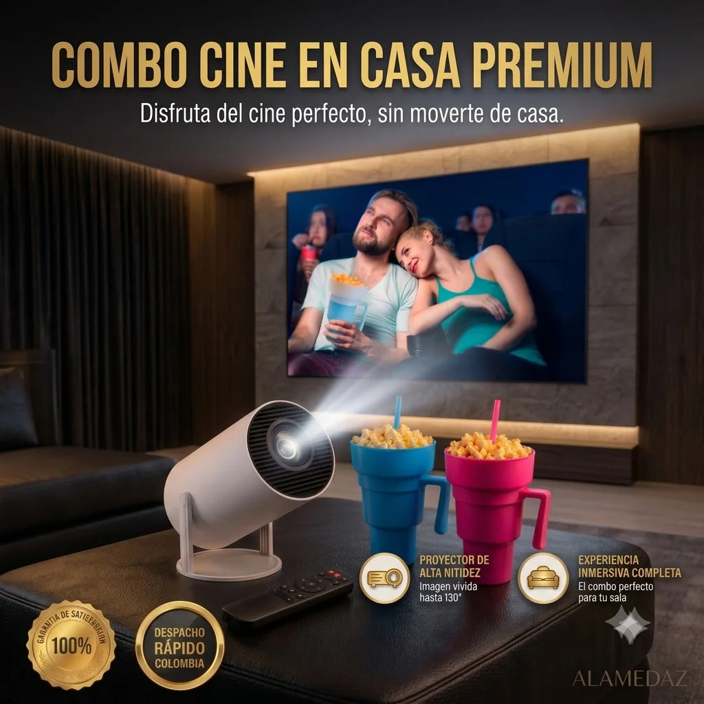 COMBO CINE EN CASA PROYECTOR X2 VASOS