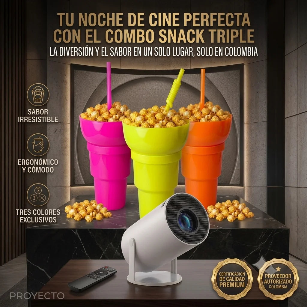 COMBO CINE EN CASA PROYECTOR X2 VASOS